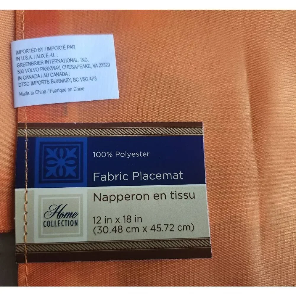 Home Collection 2 pumpkin placemats,  NWT